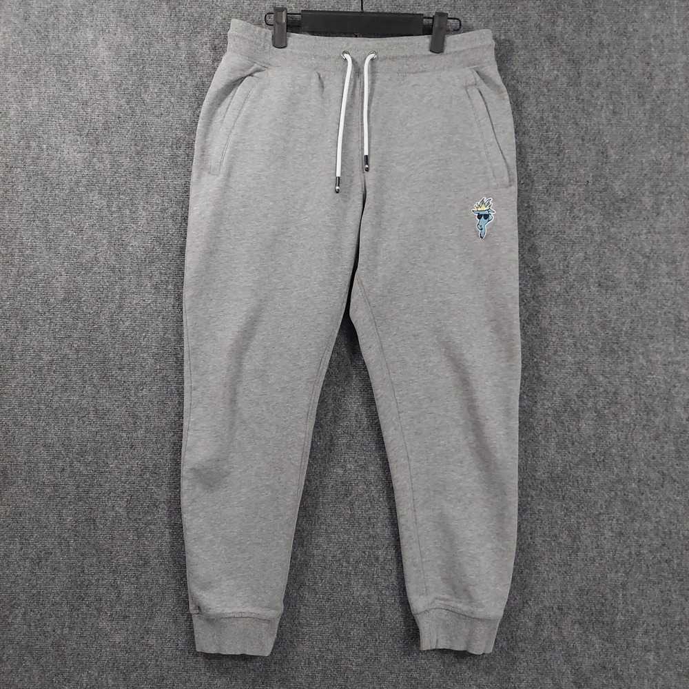 GOAT USA Pants Mens L Gray Sweatpants Fleece Joggers Logo Elastic Waist